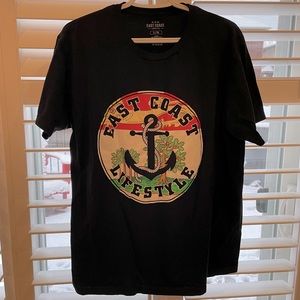 East Coast lifestyle T-Shirt, black. Size large. Excellent condition